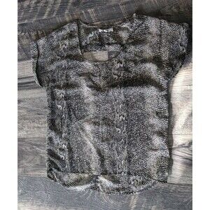 Lucca Couture Snakeskin Sheer Blouse Short Sleeve Top Back Cutout Mob Wife Small